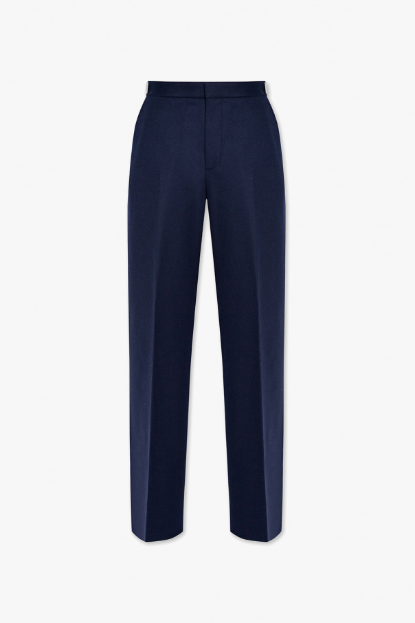 Frankie Morello Shorts - Navy blue Wool pleat - front trousers BDS ...